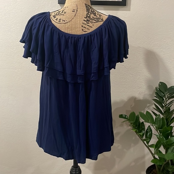 Blue Double Ruffle Top - Picture 7 of 8